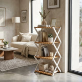 Bamboo White Triple Folding Shelf