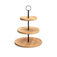 Bamboo 3 Tiers Food Stand Metal Support