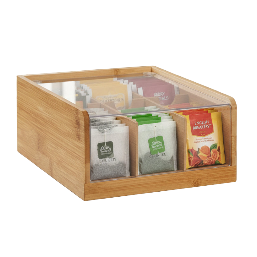 Bamboo Storage Box With 6 Compartments