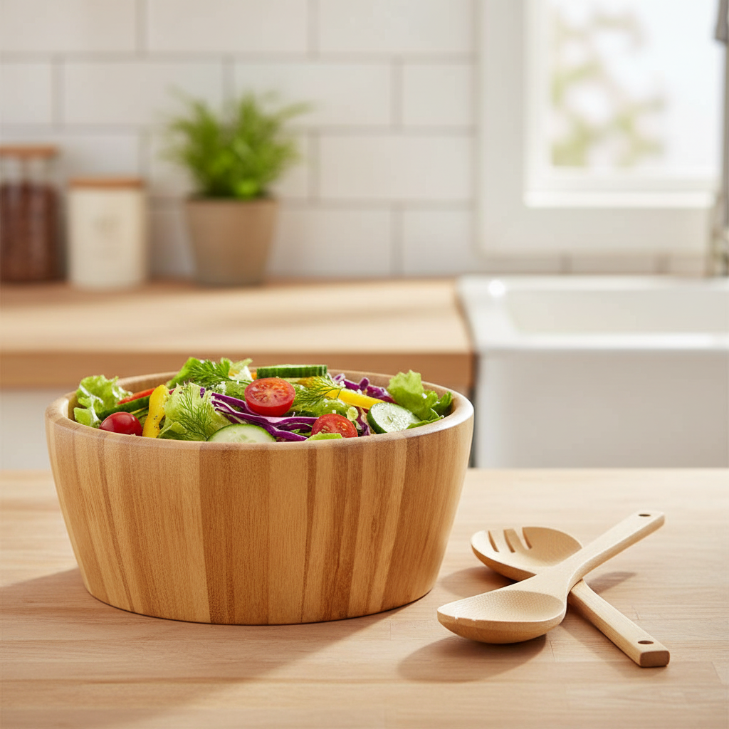 Bamboo Bowl With 2 Spoons