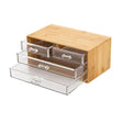 Bamboo Cosmetic Storage Organizer with 4 Acrylic Drawers