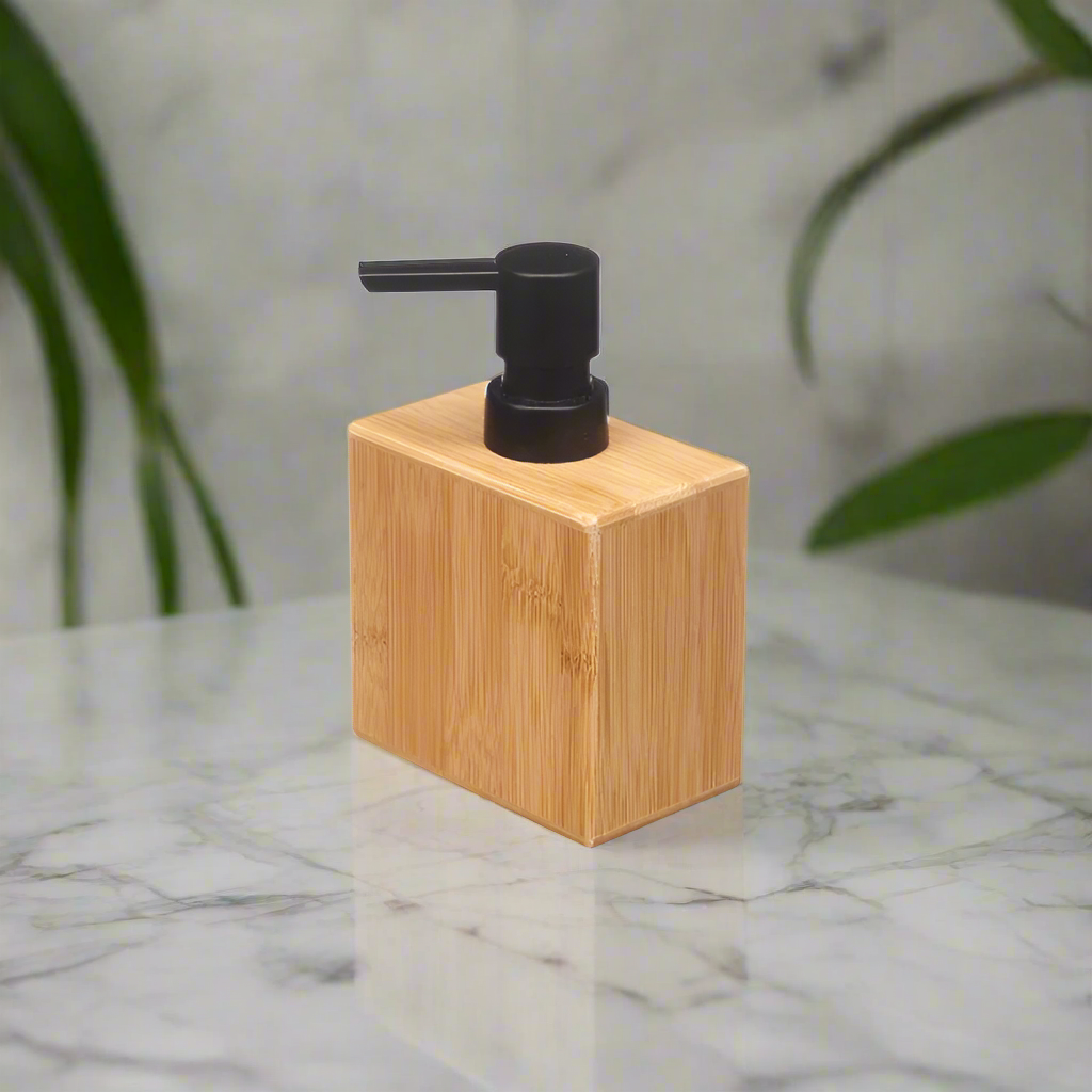 Bamboo Dispenser With Square Black Cap