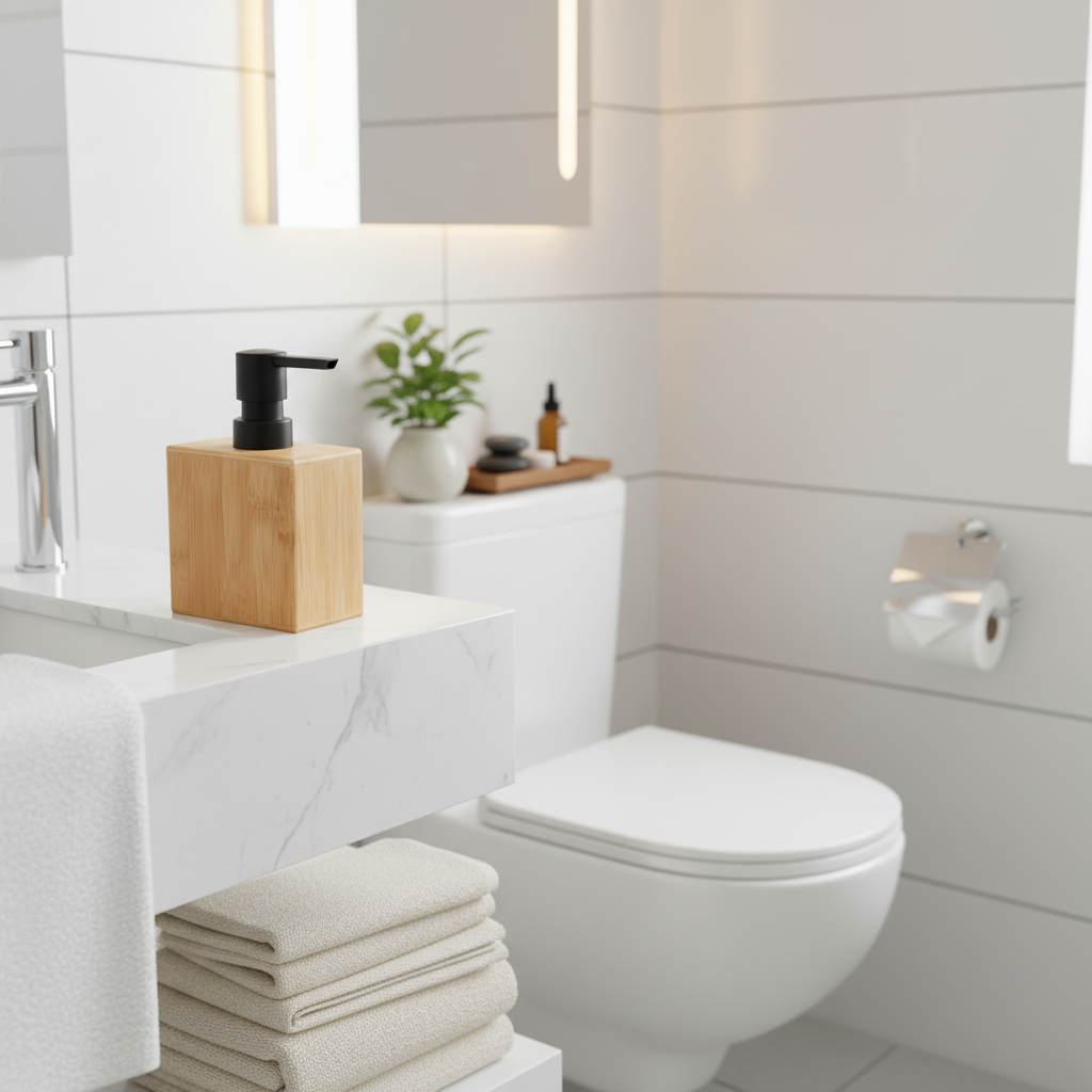 Bamboo Dispenser With Square Black Cap