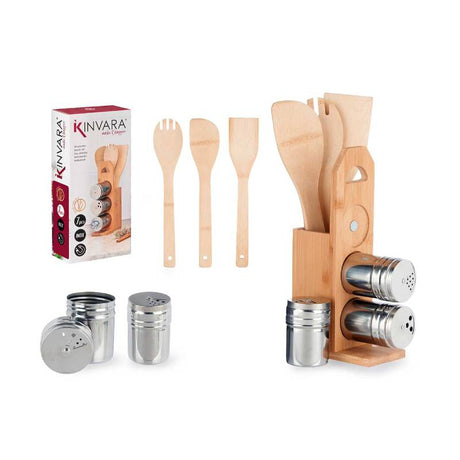 Bamboo Spice Rack Shovels Support Set 7pcs