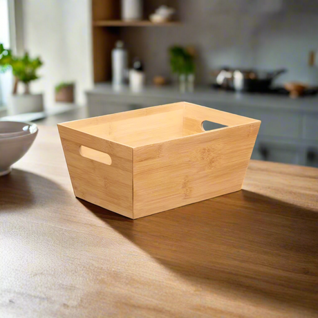 Bamboo Wood Storage Box With Handles