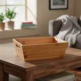 Bamboo Wood Storage Box With Handles 33cm