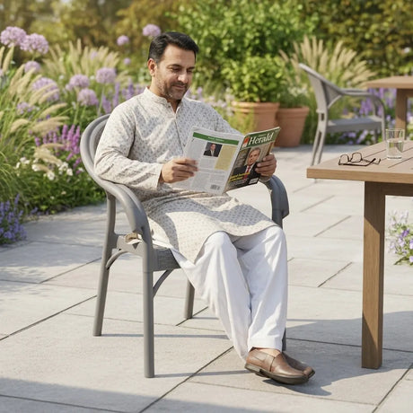 Bambu Rattan Armchair Grey (Made in Turkey)