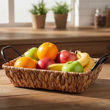 Rectangular Woven Multipurpose Basket With Handle