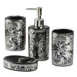 Bathroom Set Butterfly Black & Silver (Set of 4)