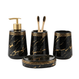 Bathroom Set Black Marble (Set of 4)