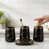 Bathroom Set Black Marble (Set of 4)