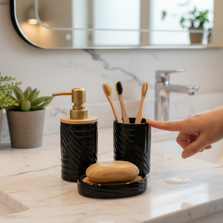 Bathroom Set Black (Set of 3)