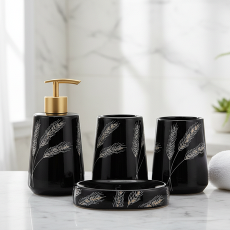 Bathroom Set Black Wheat (Set of 4)