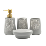 Bathroom Set Flower Grey (Set of 4)