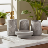 Bathroom Set Flower Grey (Set of 4)