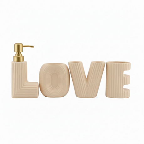 Bathroom Set Beige Love (Set of 4)