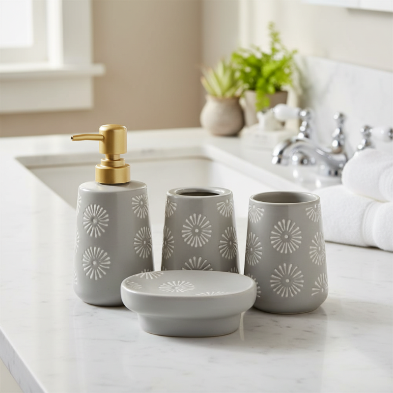 Bathroom Set Grey (Set of 4)