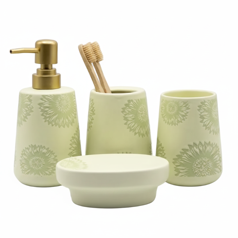 Bathroom Set Light Green (Set of 4)