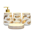 Bathroom Set White Gold Leaf (Set of 4)