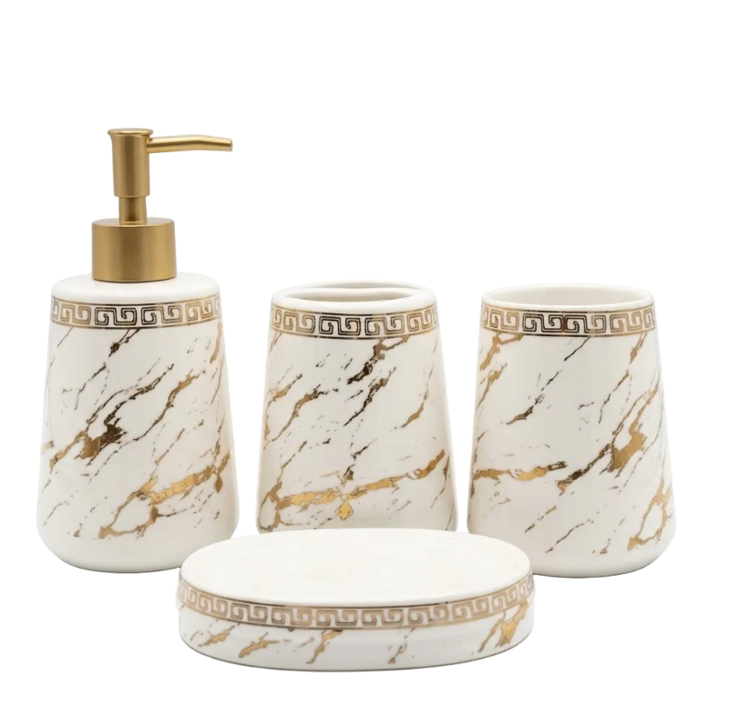 Bathroom Set White Marble (Set of 4)