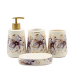 Bathroom Set White Purple Flower (Set of 4)