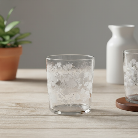 Bistro Drinking Glass Leaves Decoration 380ml