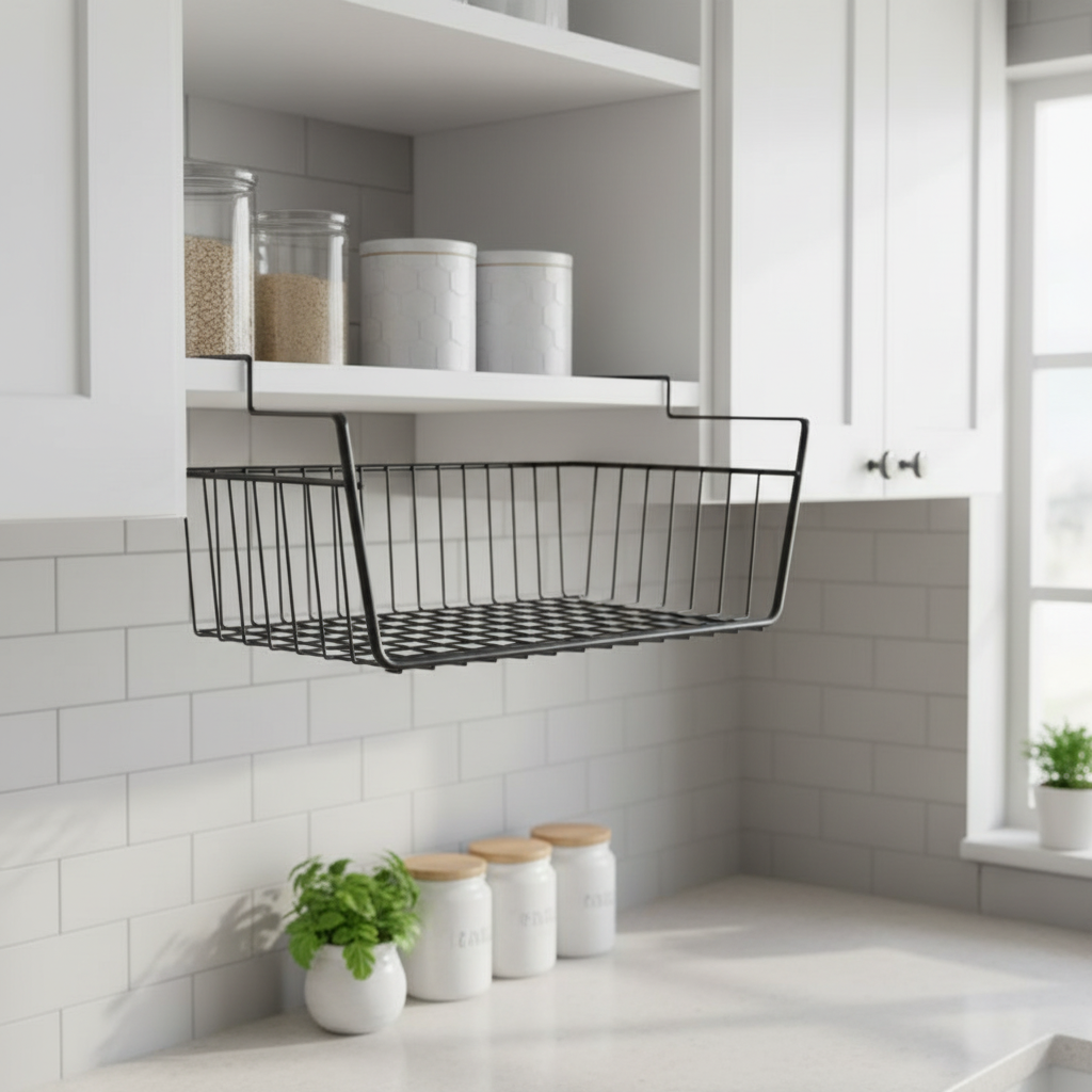 Black Metal Under Shelf Basket