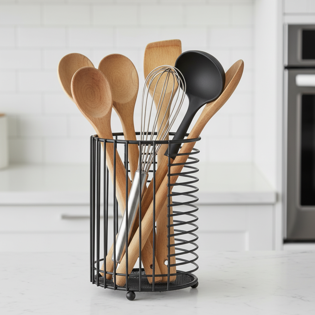 Black Metal Utensil Holder