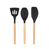 Black Wooden Silicone Kitchen Shovels (Set of 3)
