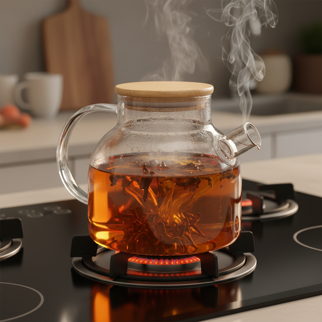Borosilicate Teapot Bamboo Lid 1.2L