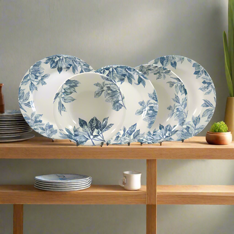 Botanical Leaf Blue Dinner Set 85pcs