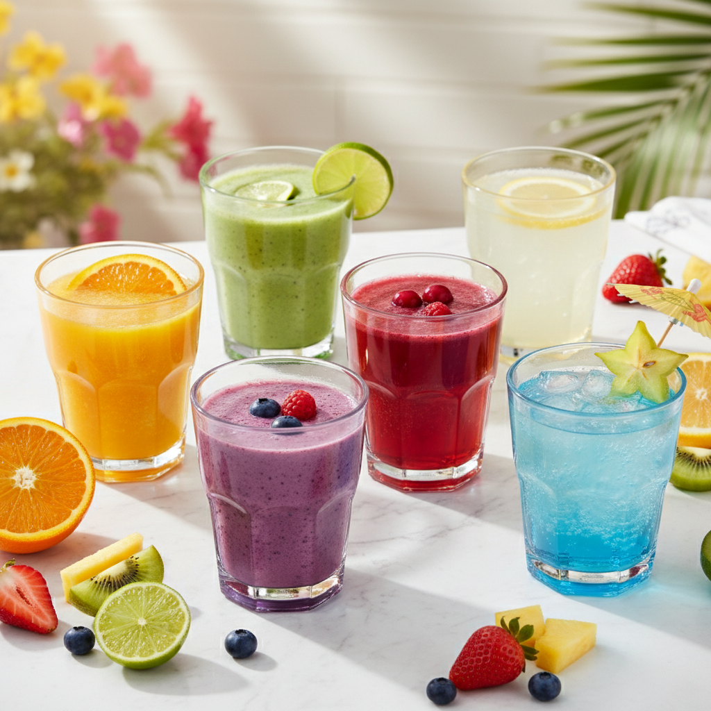 Bottom Multi Color Drink Glass 285ml (Set  of 6)