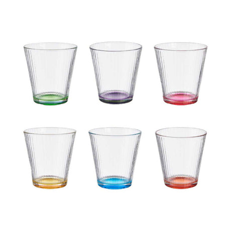 Bottom Multi Color Drink Glass 310ml (Set  of 6)