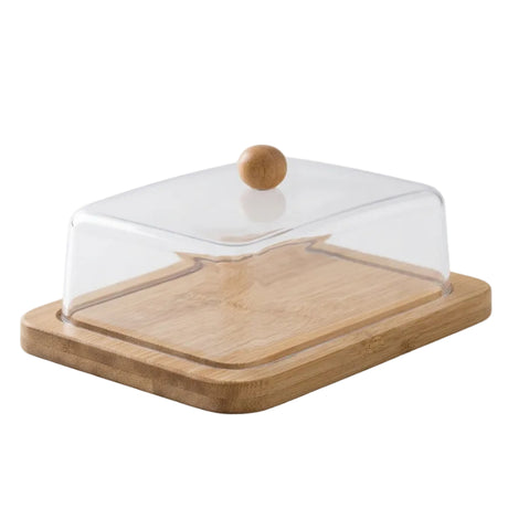 Butter Dish With Acrylic Lid & Wooden Base
