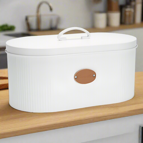 Bread Bin Metal White 33x18x15