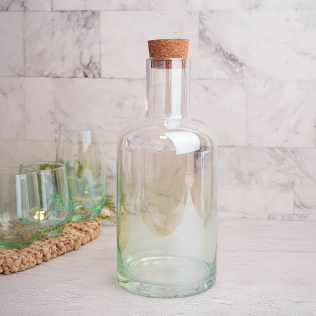 Water Carafe With Cork lid 1.5L Soft Green