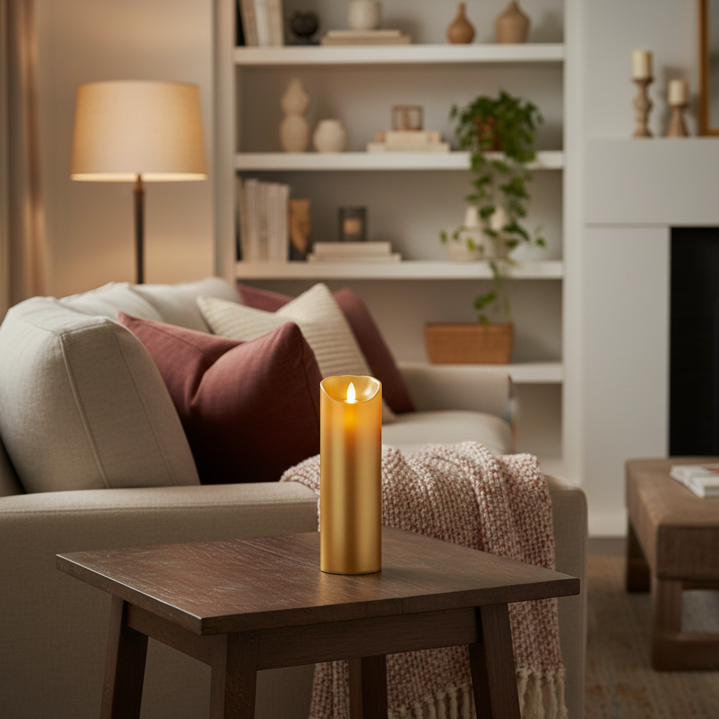 Candle Flame Gold Led 24cm