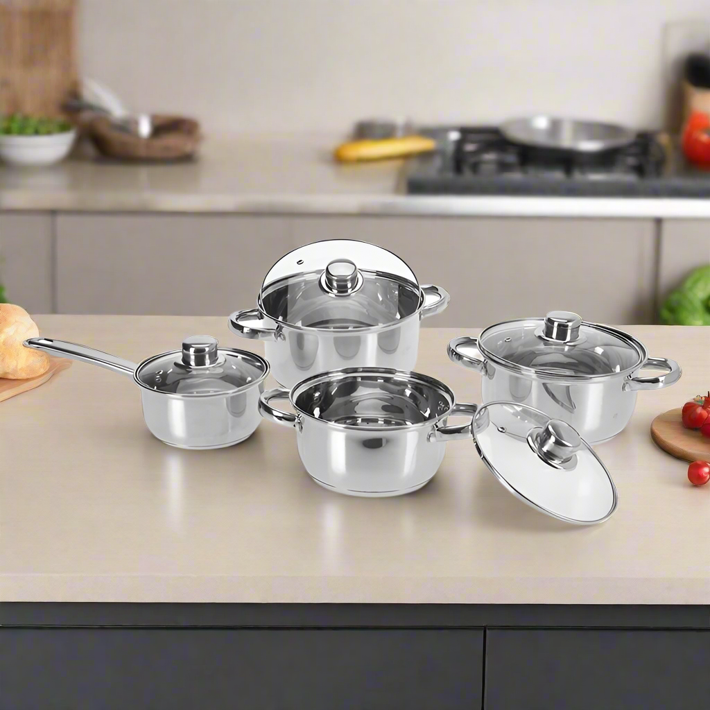 Casserole With Lid Stainless Steel (Set of 8 Pcs)