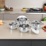 Casserole With Lid Stainless Steel (Set of 8 Pcs)