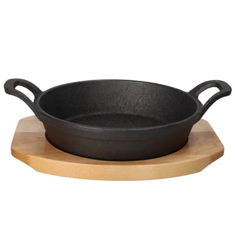 Cast Iron Sizzling Pan with Bamboo Base 18 x 4.3 cm
