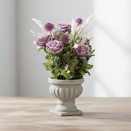 Artificial Roses Cement Vase Large