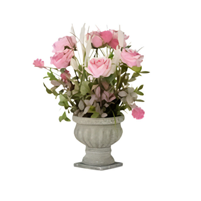 Cement Cup Roses Large Assort 3 Colors