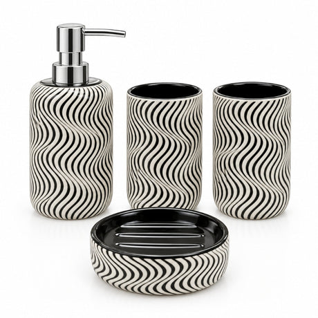 Ceramic Bathroom Set Zebra (Set of 4 Pcs)