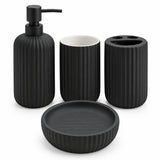 Ceramic Bathroom Set Fluted Matte Black (Set of 4 Pcs)