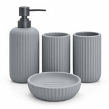 Ceramic Bathroom Set Fluted Matte Grey (Set of 4 Pcs)