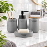 Ceramic Bathroom Set Grey (Set of 4 Pcs)