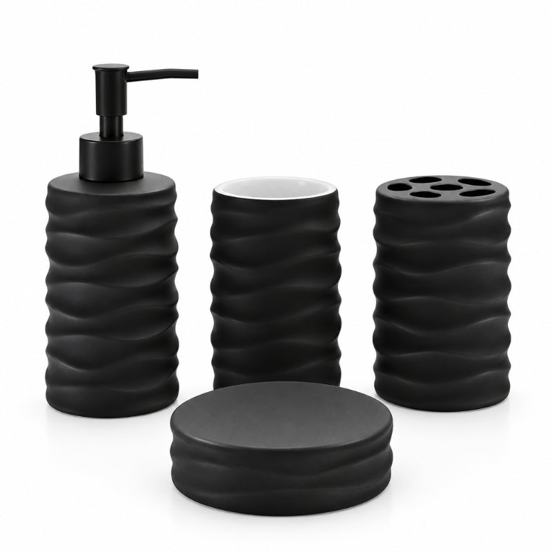 Ceramic Bathroom Set Matte Black (Set of 4 Pcs)