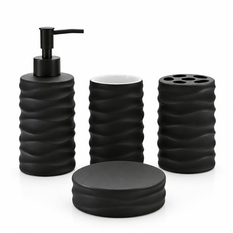 Ceramic Bathroom Set Matte Black (Set of 4 Pcs)