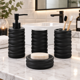 Ceramic Bathroom Set Matte Black (Set of 4 Pcs)