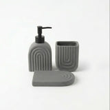 Ceramic Bathroom Set Ribbed Grey (Set of 3 Pcs)